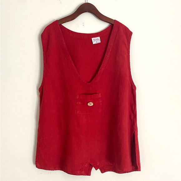Click red linen pocket tank - Picture 7 of 8